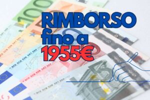 banconote euro con scritta "rimborso fino a 1955€"