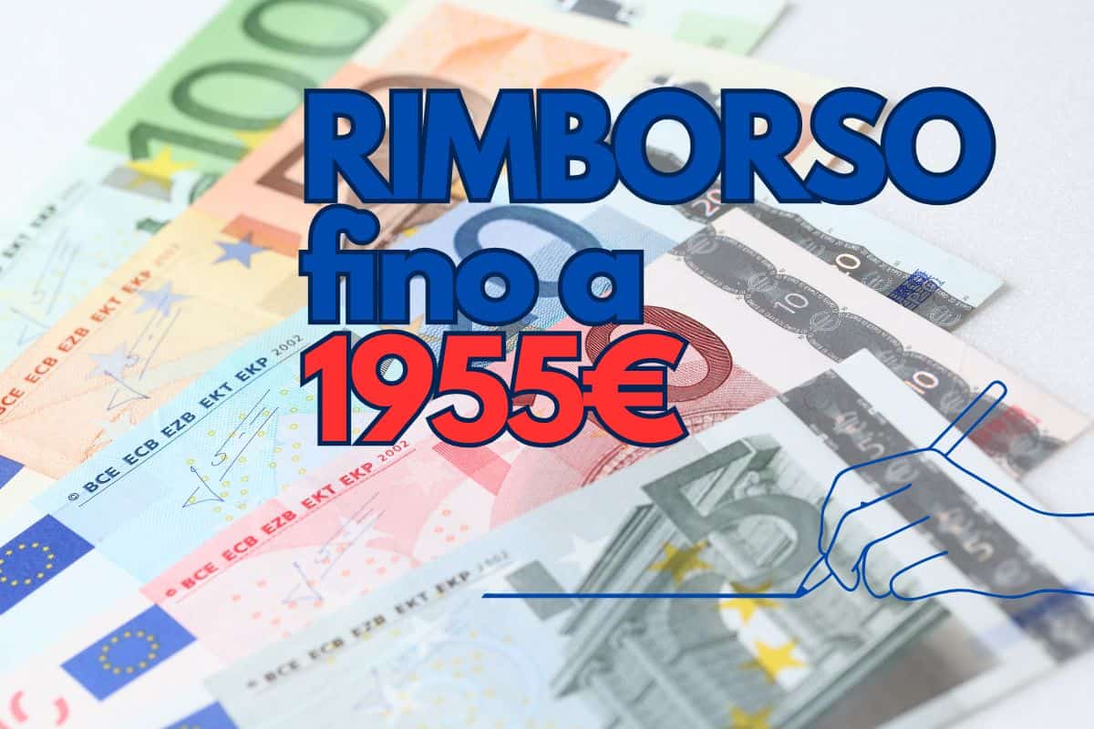 banconote euro con scritta "rimborso fino a 1955€"